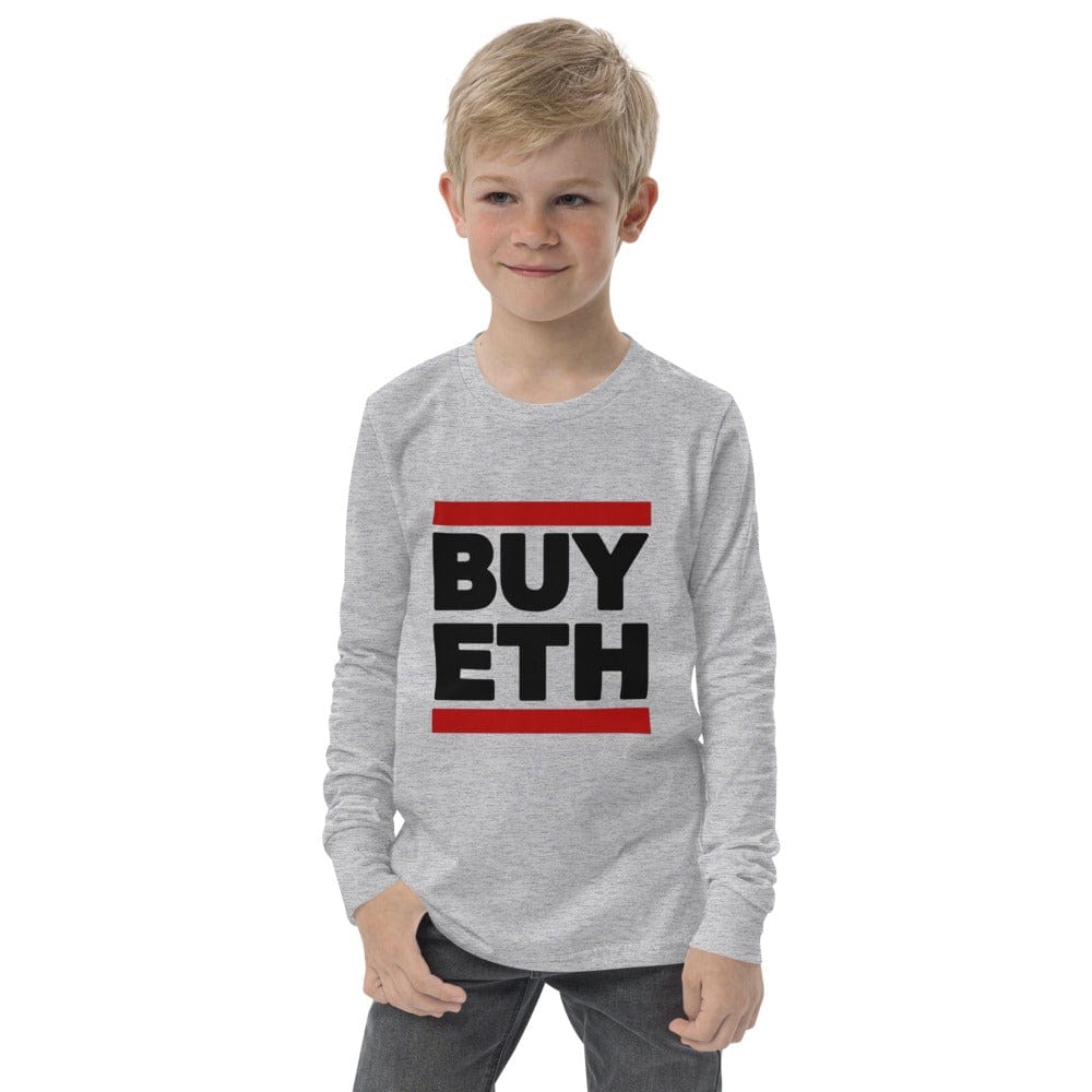 CryptoApparel.cool Athletic Heather / S Youth Ethereum long sleeve tee