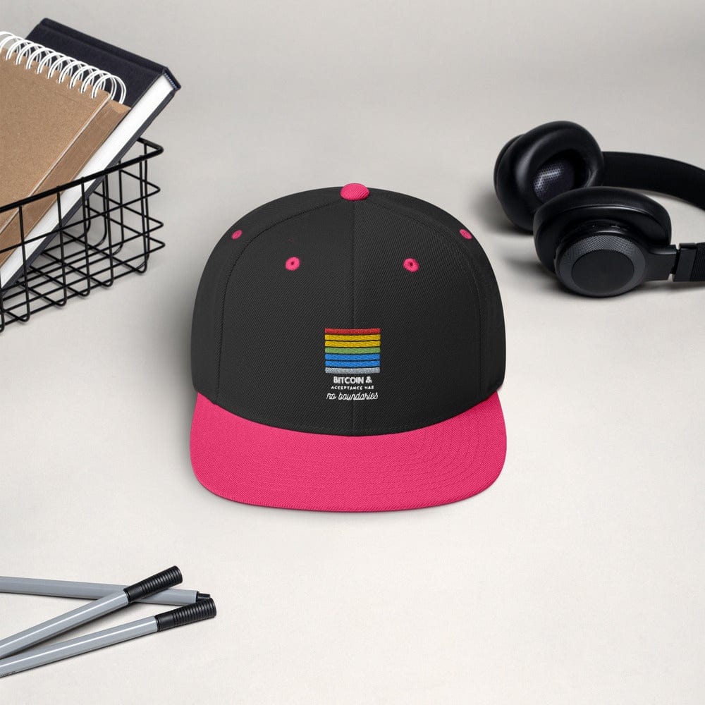 CryptoApparel.cool Black/ Neon Pink Bitcoin Gay Pride Snapback Hat