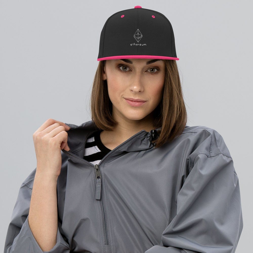 CryptoApparel.cool Black/ Neon Pink Ethereum Snapback Hat