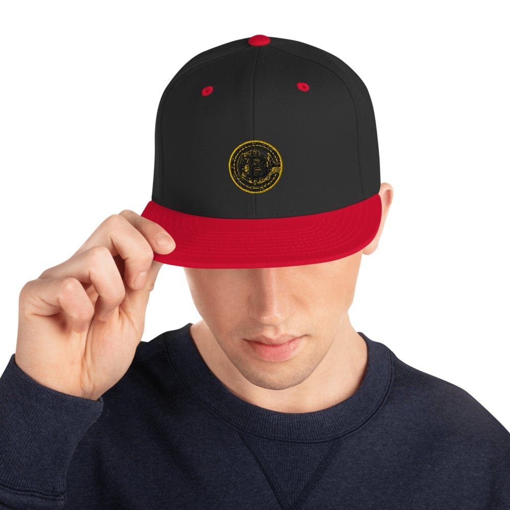 CryptoApparel.cool Black/ Red Bitcoin Snapback Hat