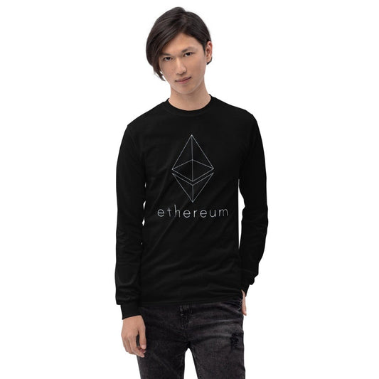 CryptoApparel.cool Black / S Men’s Long Sleeve Ethereum Shirt