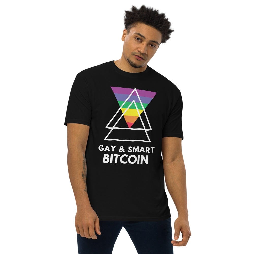 CryptoApparel.cool Black / S Men’s premium heavyweight Bitcoin tee - Gay & Smart