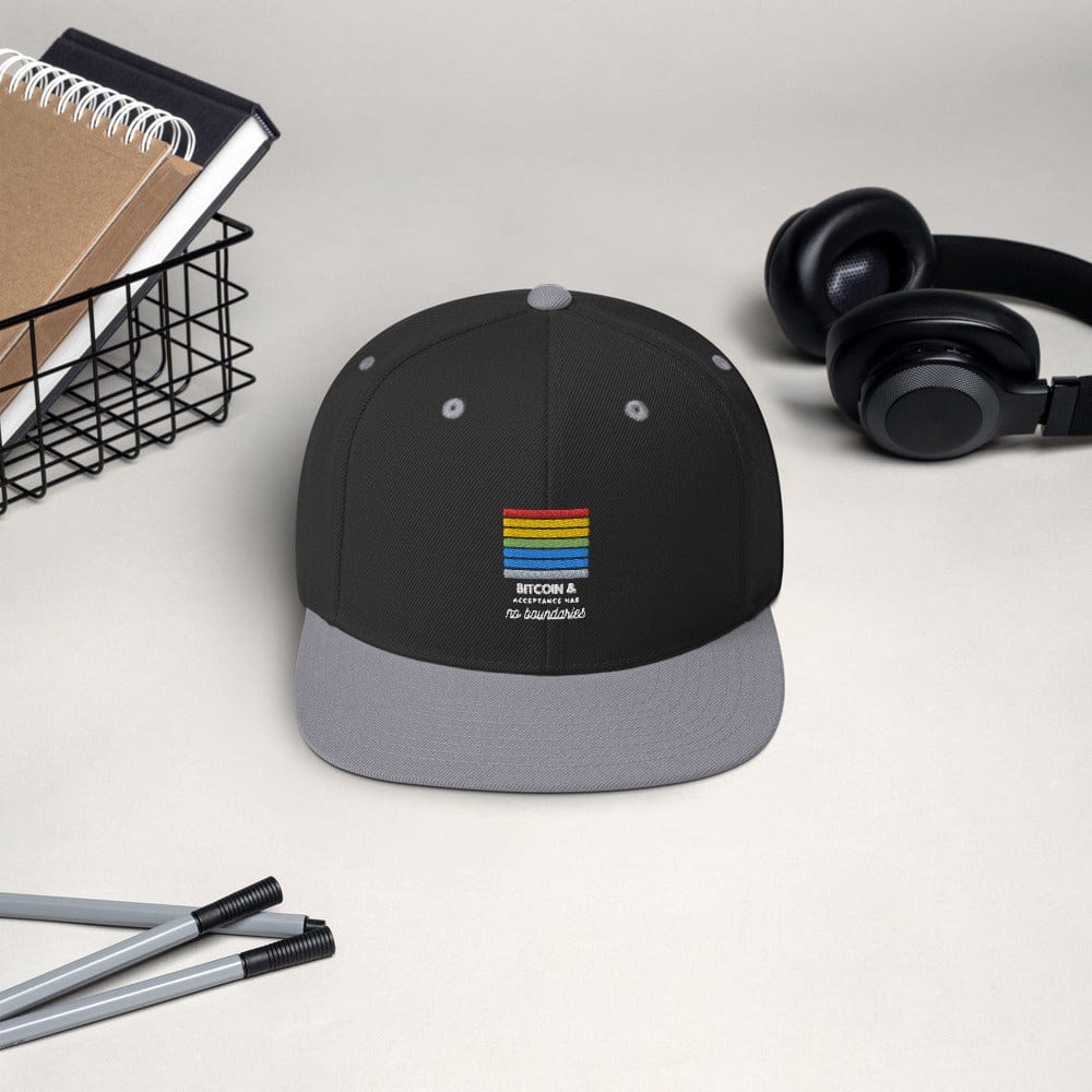 CryptoApparel.cool Black/ Silver Bitcoin Gay Pride Snapback Hat