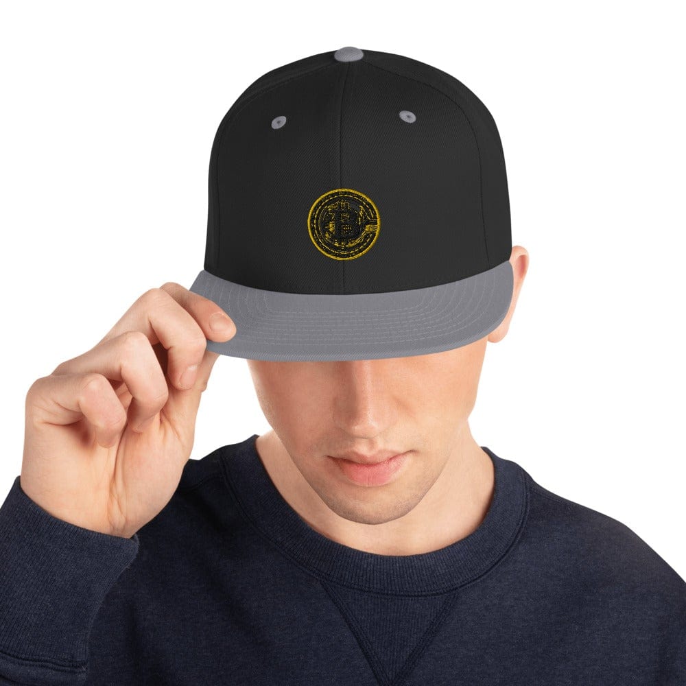 CryptoApparel.cool Black/ Silver Bitcoin Snapback Hat