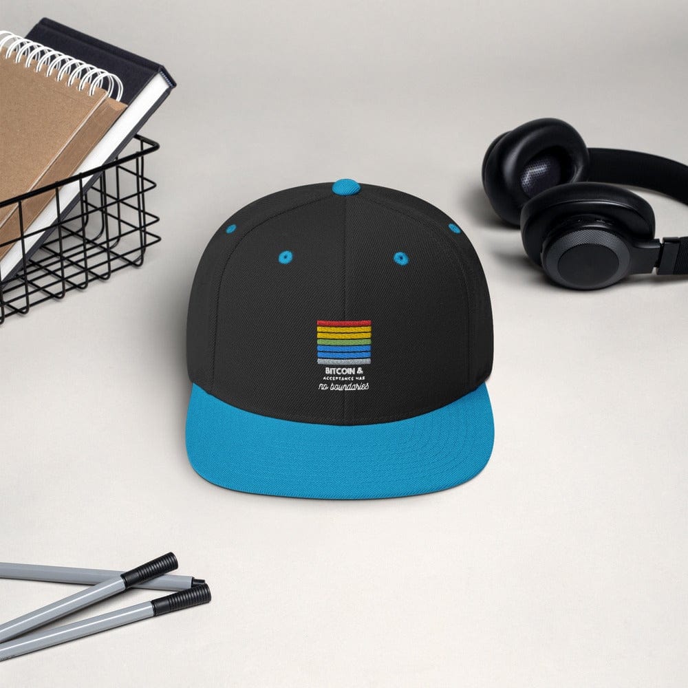 CryptoApparel.cool Black/ Teal Bitcoin Gay Pride Snapback Hat
