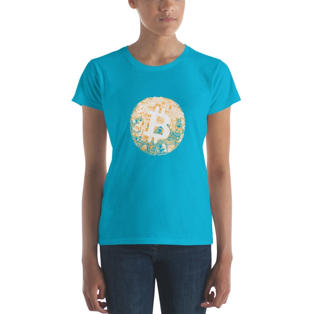 CryptoApparel.cool Caribbean Blue / S Women's Bitcoin short sleeve t-shirt