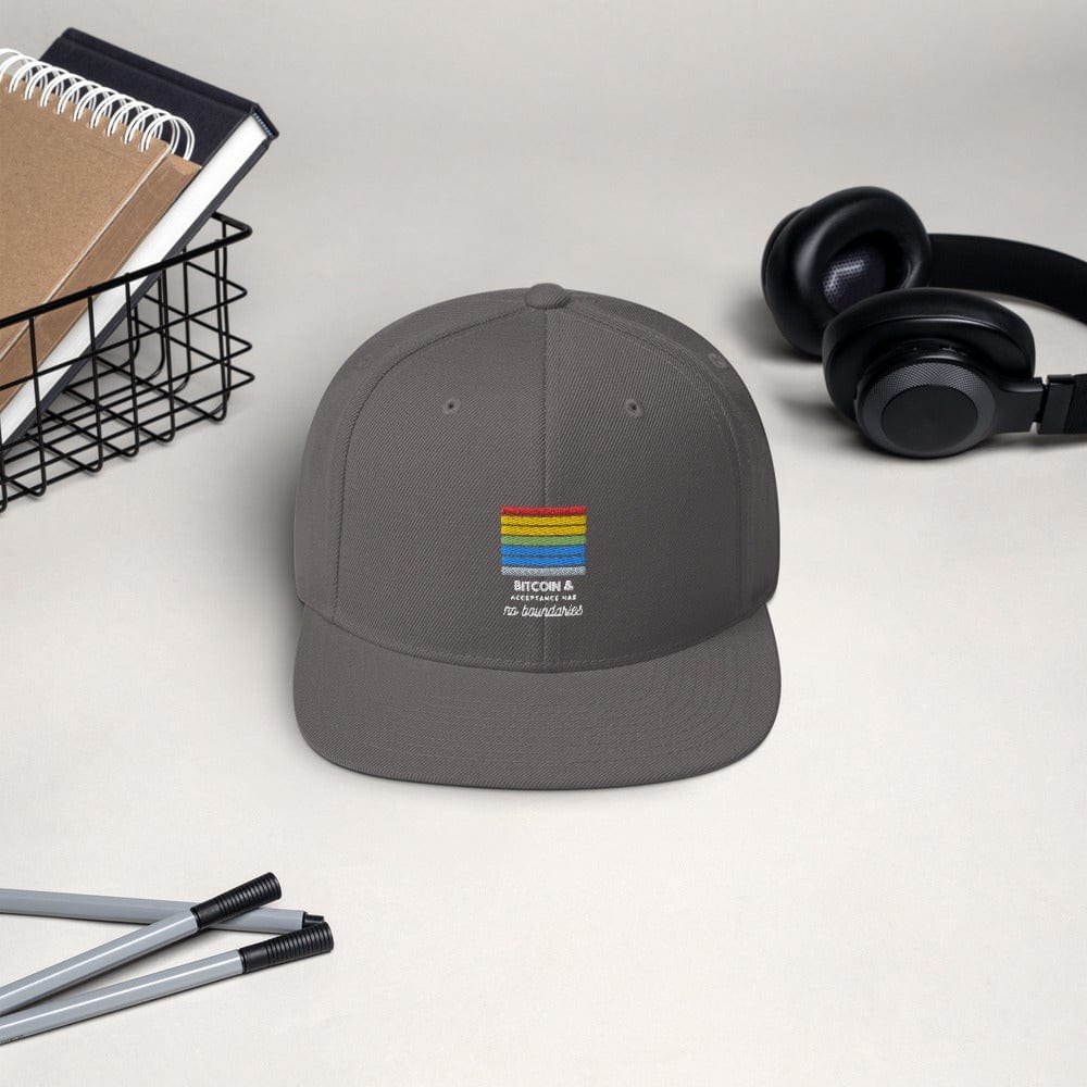 CryptoApparel.cool Dark Grey Bitcoin Gay Pride Snapback Hat
