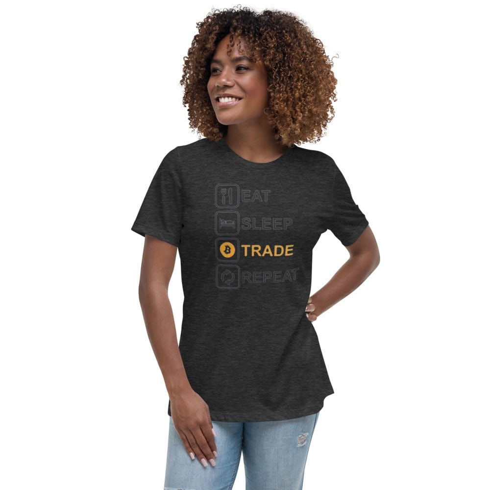 CryptoApparel.cool Dark Grey Heather / S Women's Relaxed Crypto Trading T-Shirt