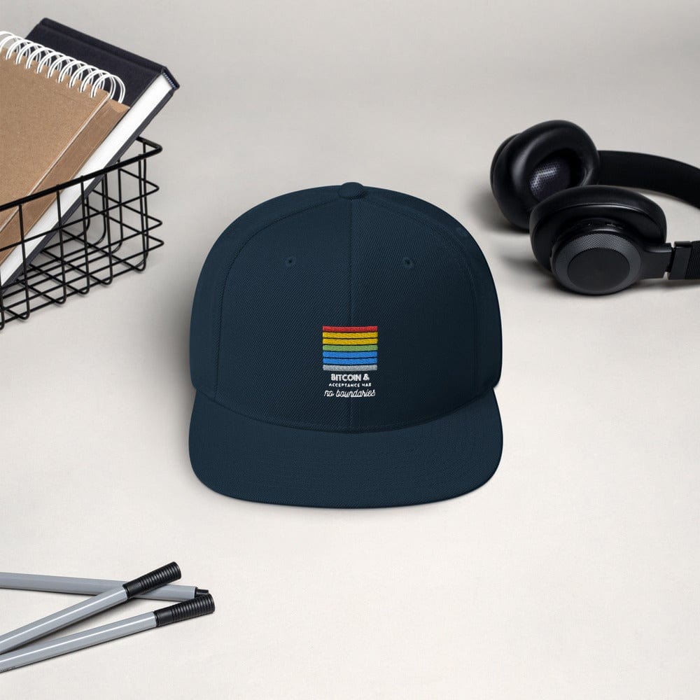 CryptoApparel.cool Dark Navy Bitcoin Gay Pride Snapback Hat