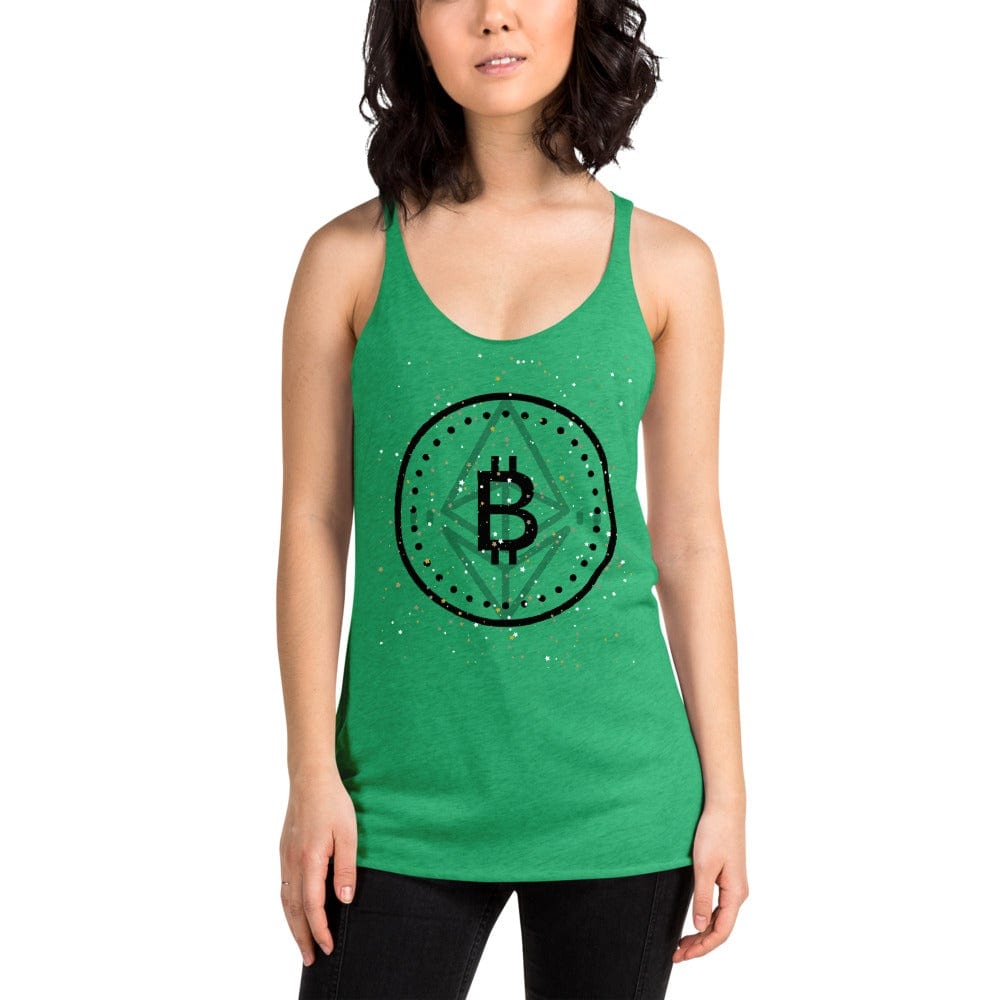 CryptoApparel.cool Envy / XS Women's Racerback 'Bitcoin/Ethereum' Tank