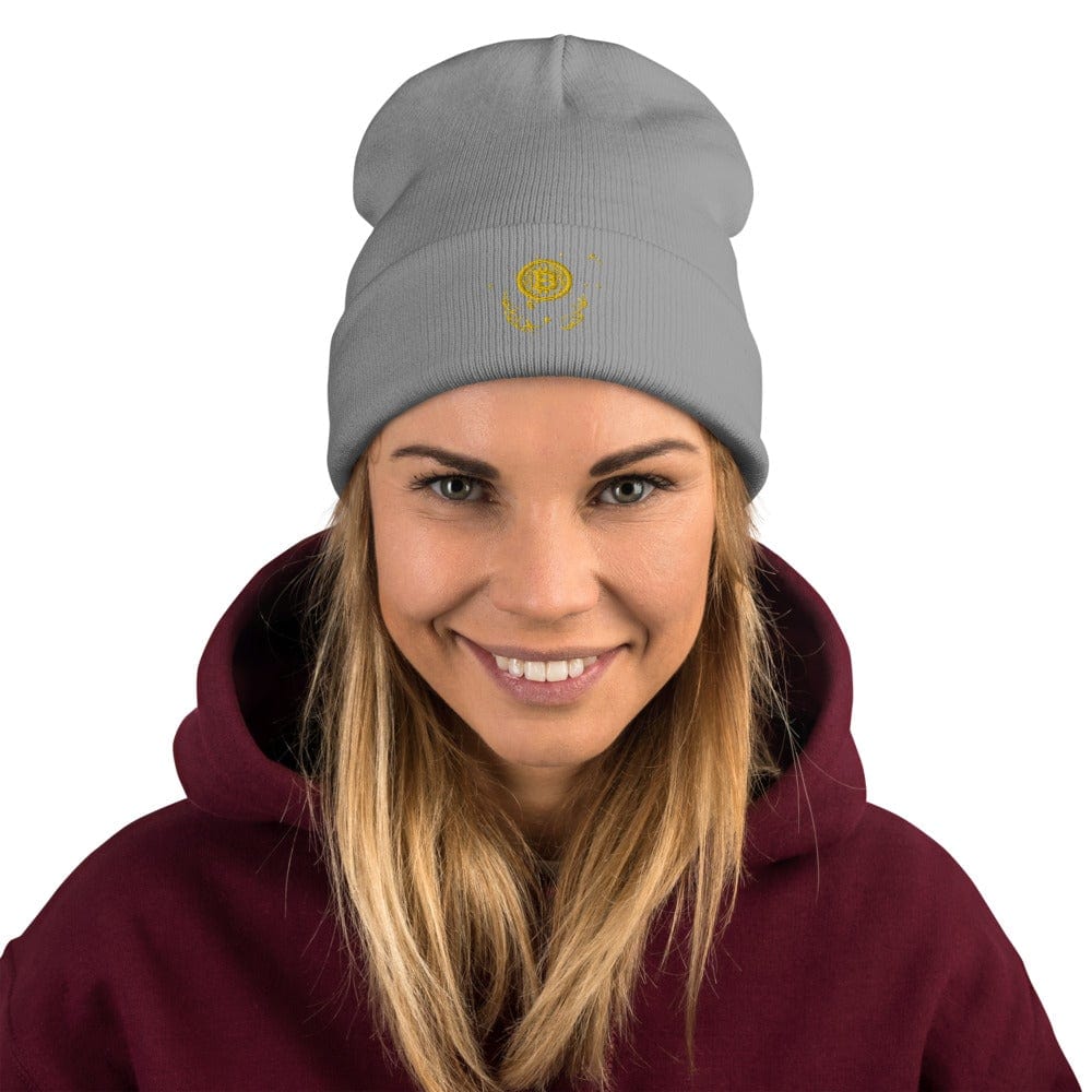 CryptoApparel.cool Gray Embroidered Bitcoin Beanie