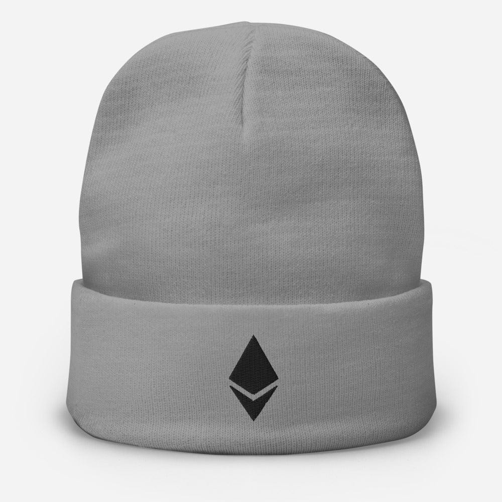 CryptoApparel.cool Gray Embroidered Ethereum Beanie