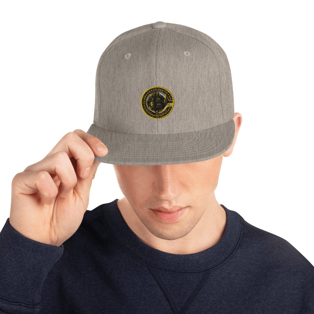 CryptoApparel.cool Heather Grey Bitcoin Snapback Hat
