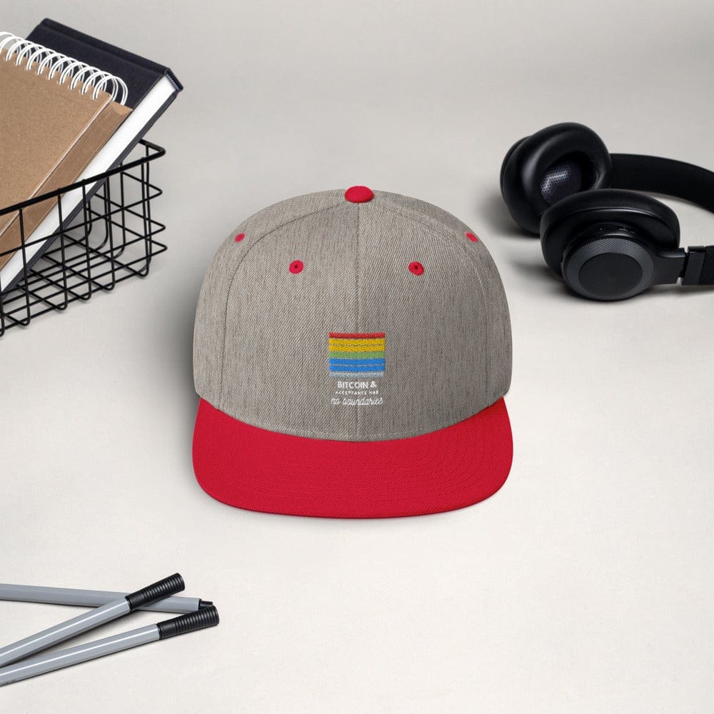 CryptoApparel.cool Heather Grey/ Red Bitcoin Gay Pride Snapback Hat