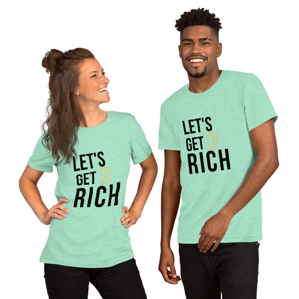 CryptoApparel.cool Heather Mint / S Short-Sleeve Unisex 'Let's Get Rich Bitcoin' T-Shirt