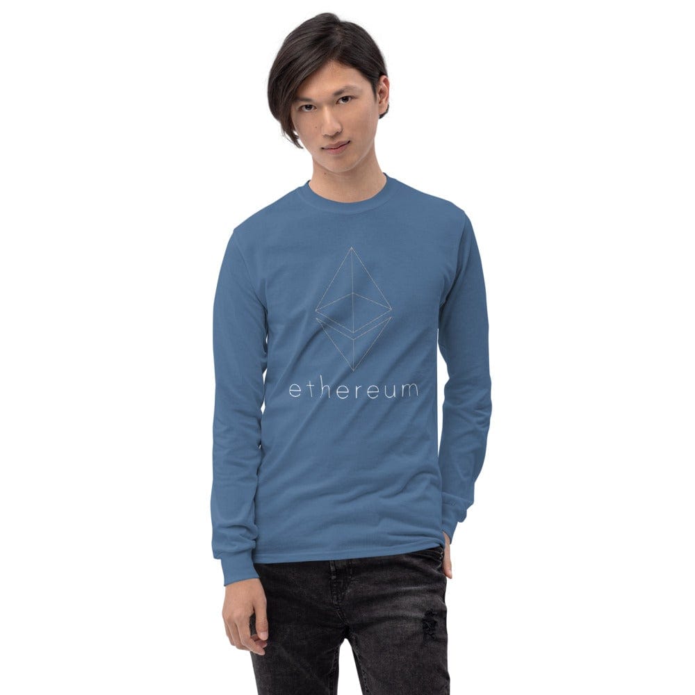 CryptoApparel.cool Indigo Blue / S Men’s Long Sleeve Ethereum Shirt