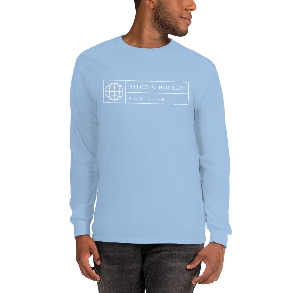 CryptoApparel.cool Light Blue / S Men’s Long Sleeve Bitcoin Hodler Shirt