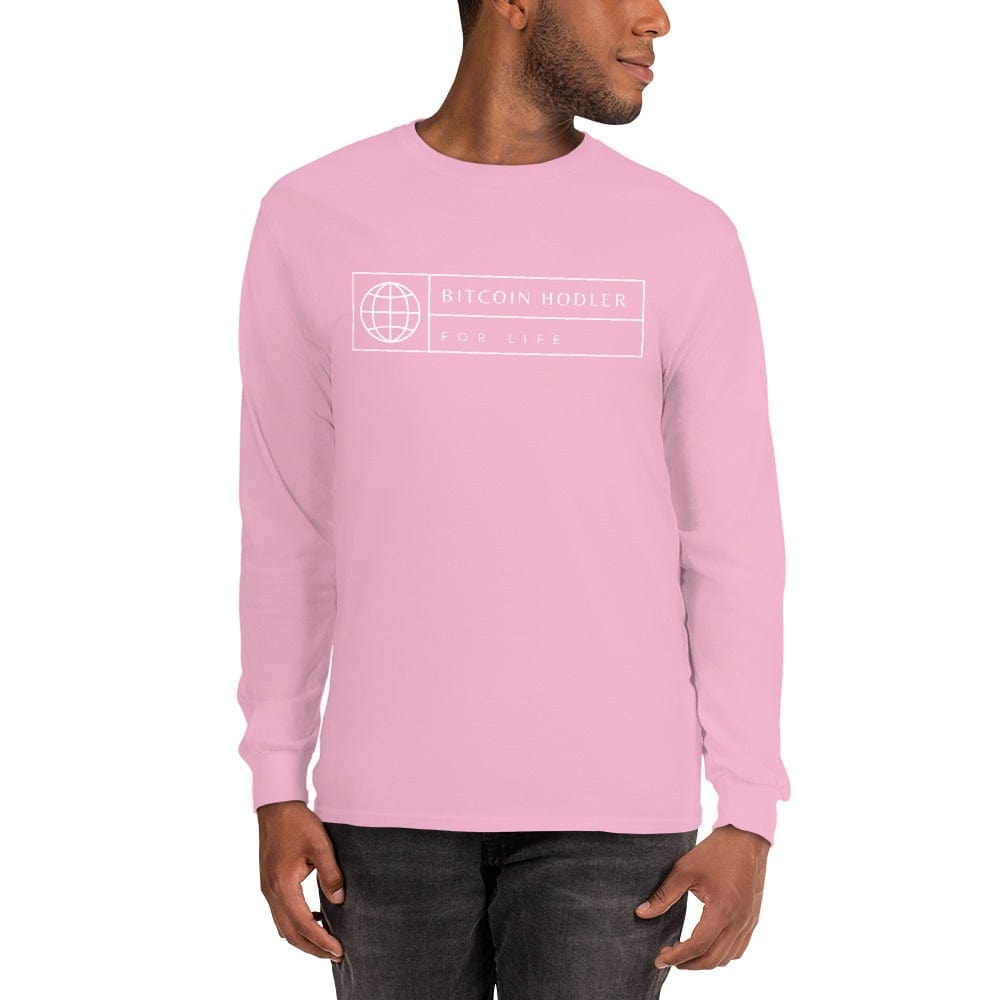 CryptoApparel.cool Light Pink / S Men’s Long Sleeve Bitcoin Hodler Shirt