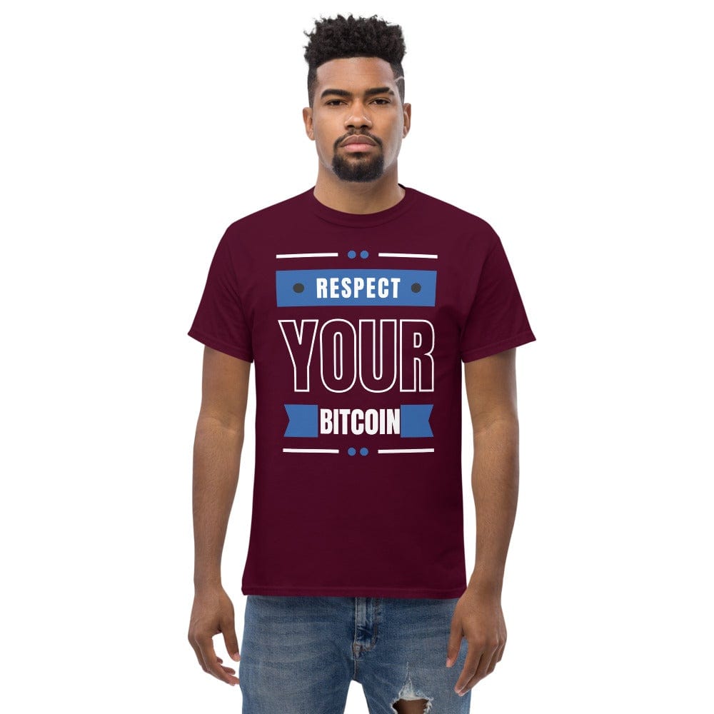 CryptoApparel.cool Maroon / S Men's heavyweight Bitcoin tee