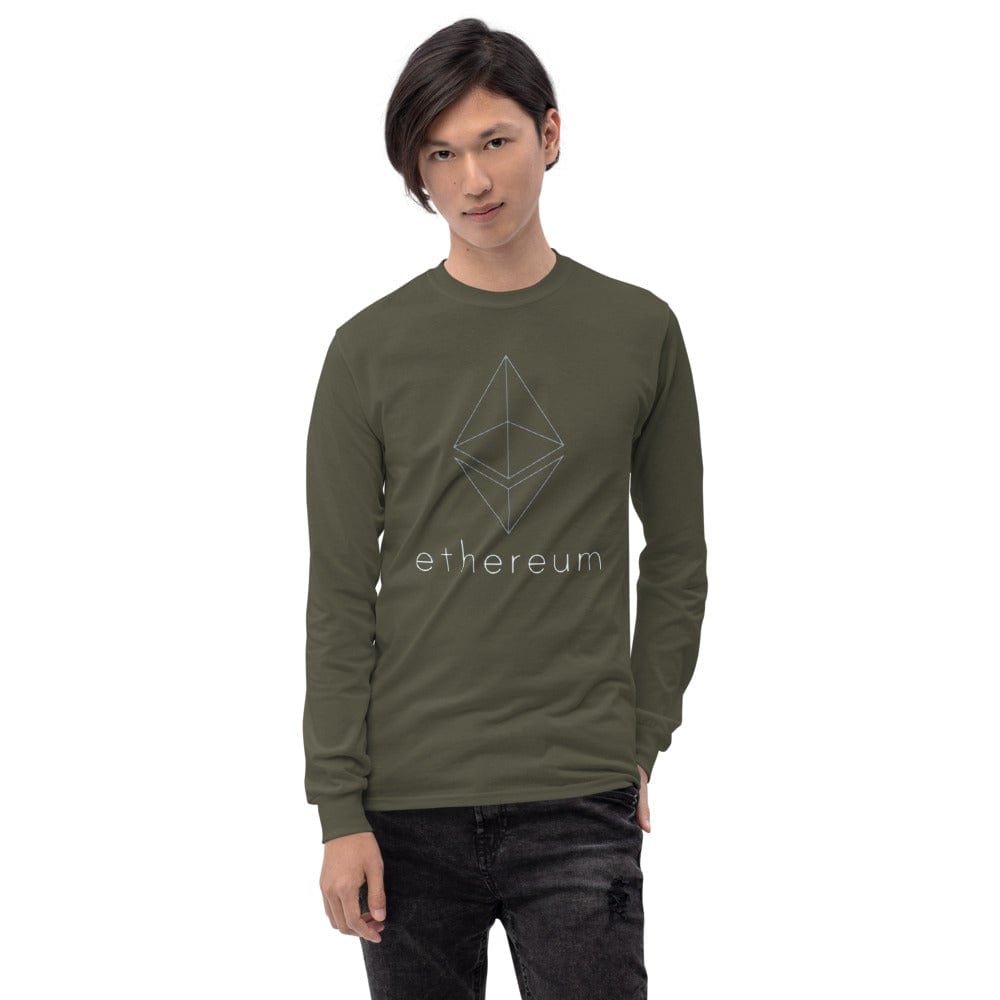 CryptoApparel.cool Military Green / S Men’s Long Sleeve Ethereum Shirt