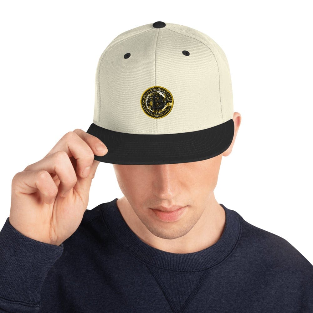 CryptoApparel.cool Natural/ Black Bitcoin Snapback Hat