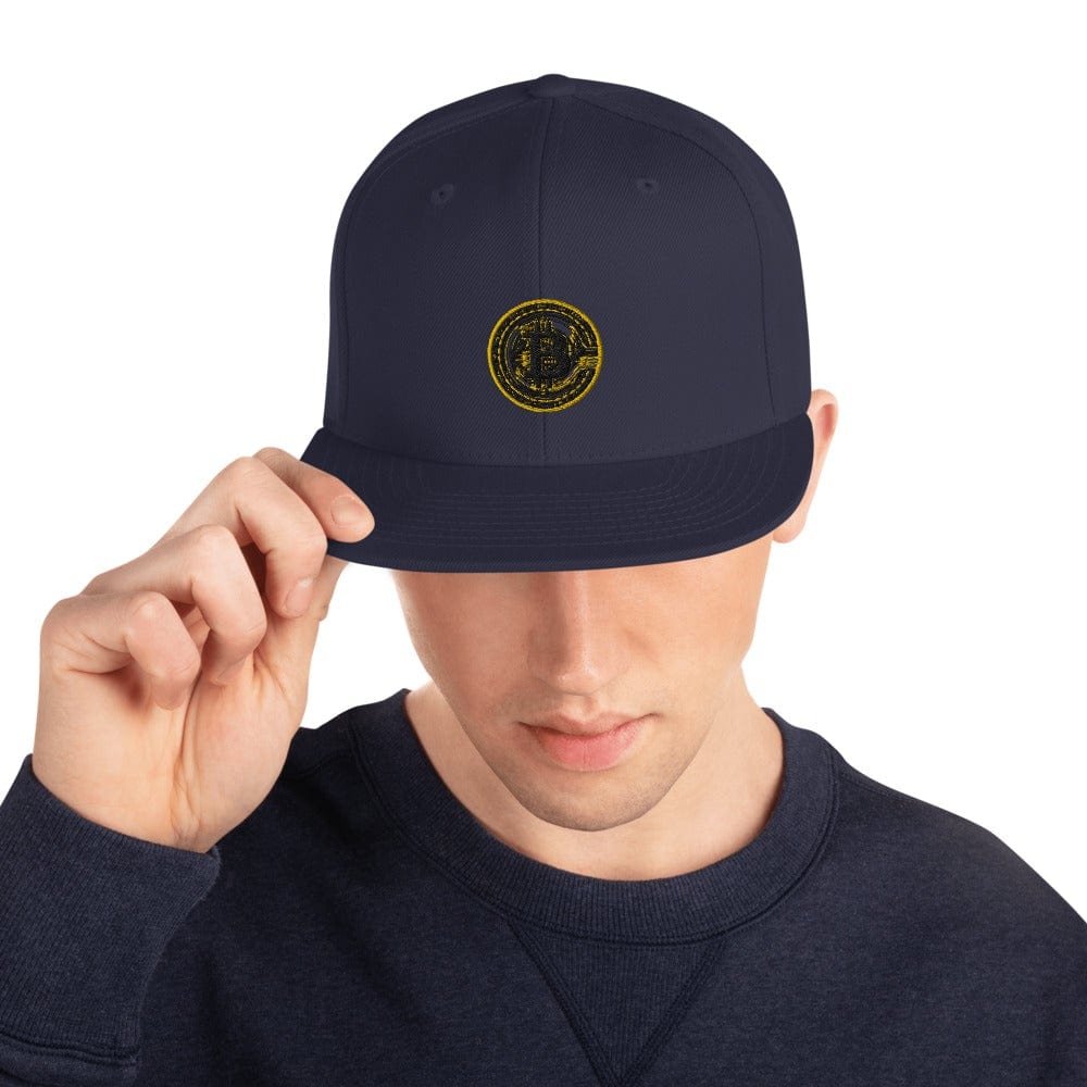 CryptoApparel.cool Navy Bitcoin Snapback Hat
