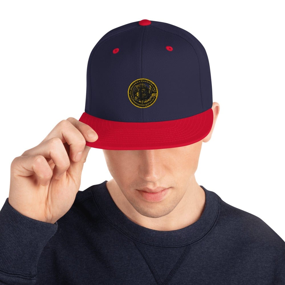 CryptoApparel.cool Navy/ Red Bitcoin Snapback Hat