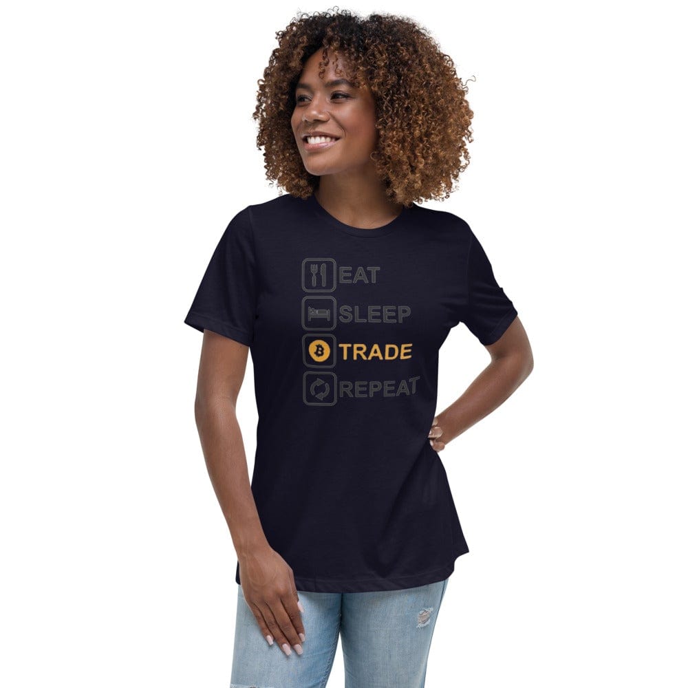 CryptoApparel.cool Navy / S Women's Relaxed Crypto Trading T-Shirt