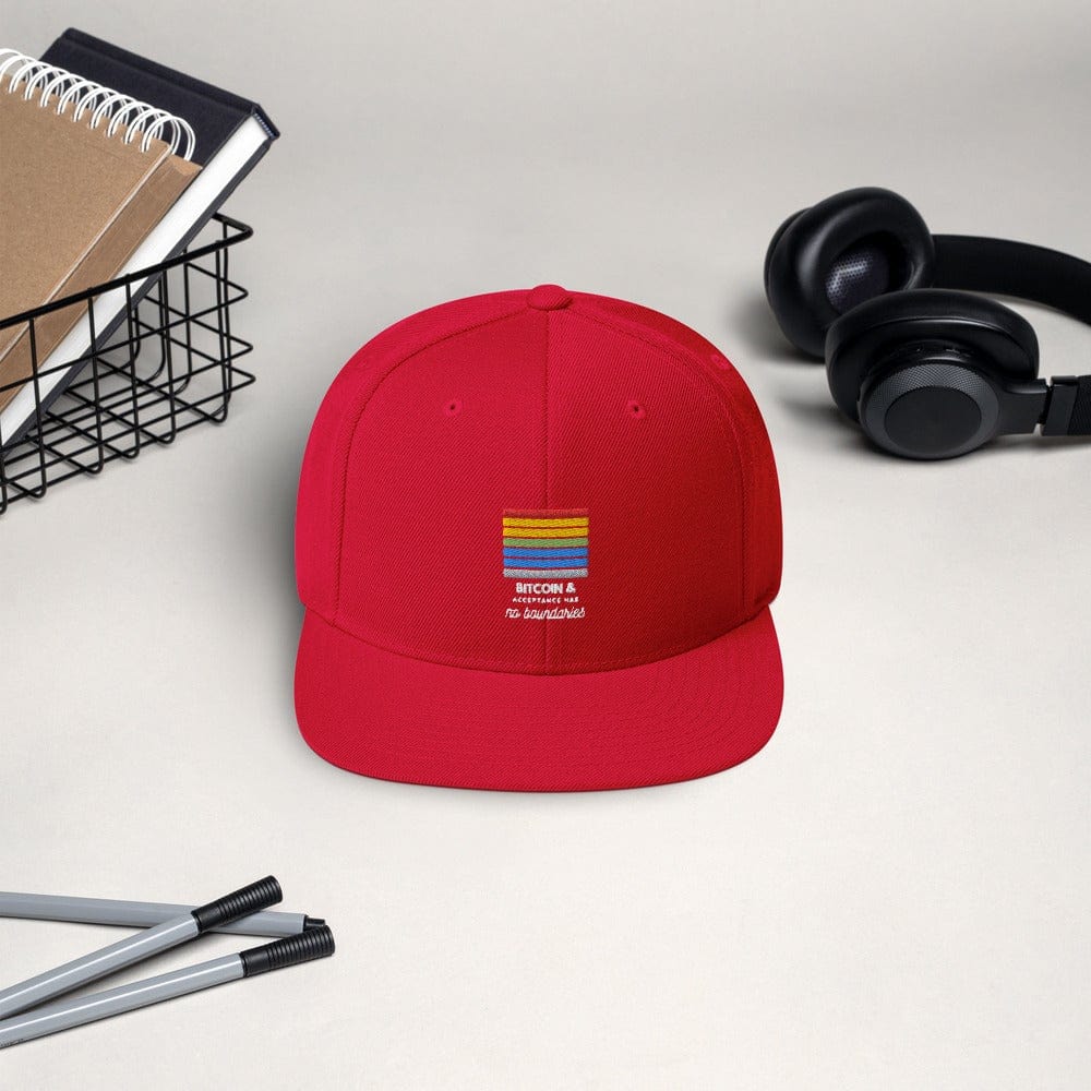 CryptoApparel.cool Red Bitcoin Gay Pride Snapback Hat