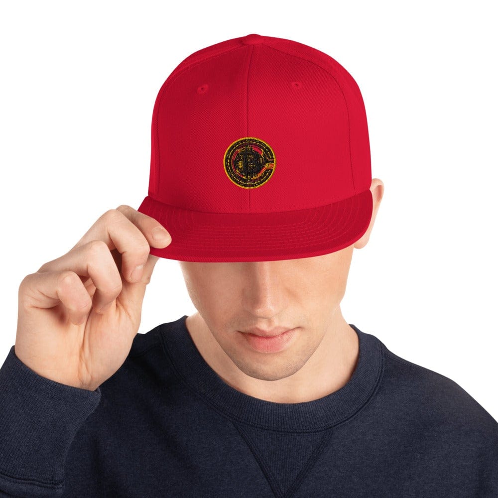 CryptoApparel.cool Red Bitcoin Snapback Hat