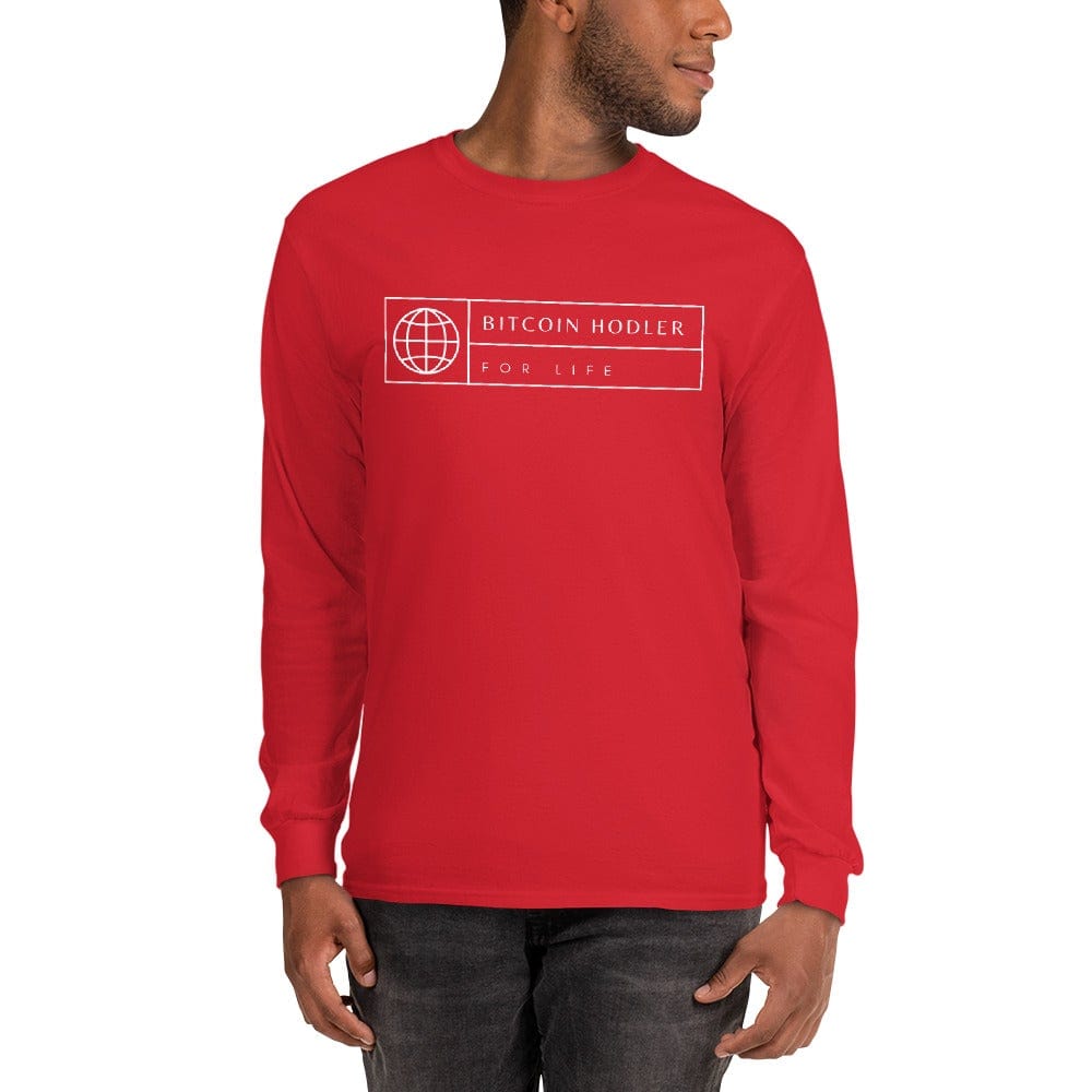 CryptoApparel.cool Red / S Men’s Long Sleeve Bitcoin Hodler Shirt