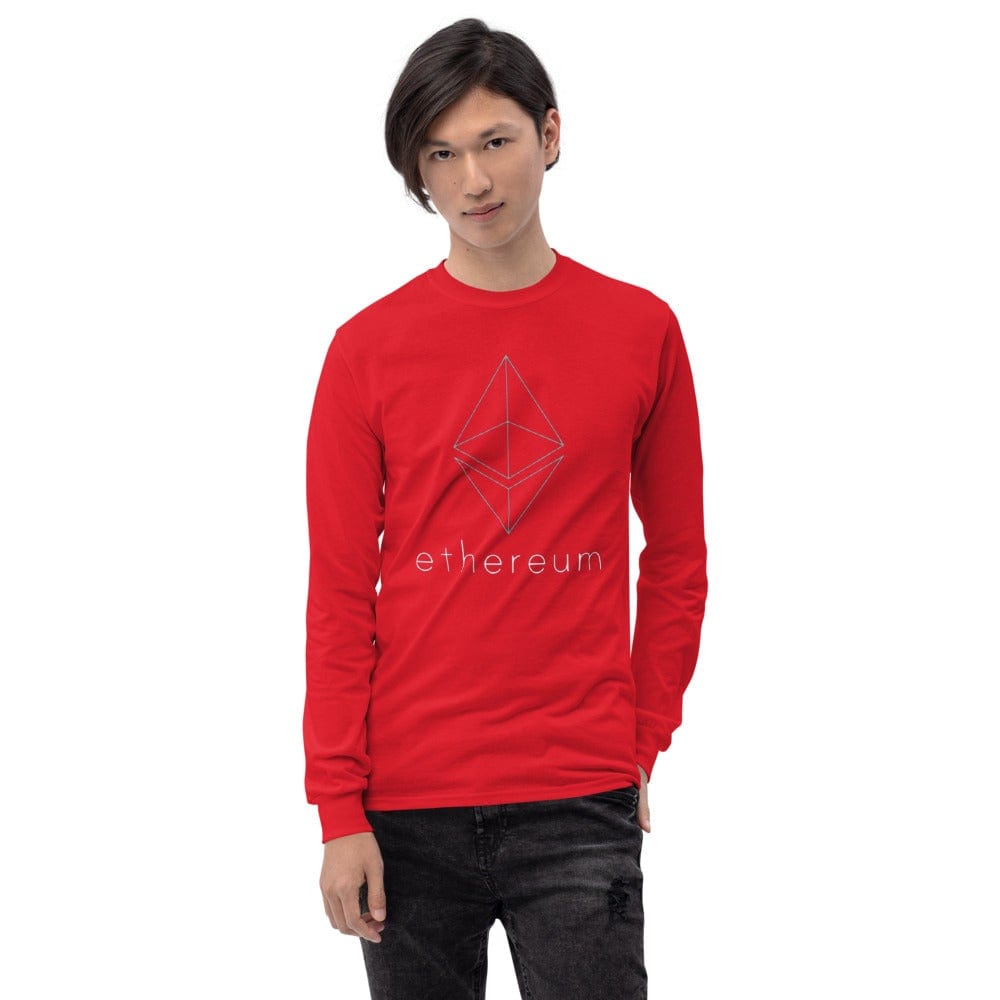 CryptoApparel.cool Red / S Men’s Long Sleeve Ethereum Shirt