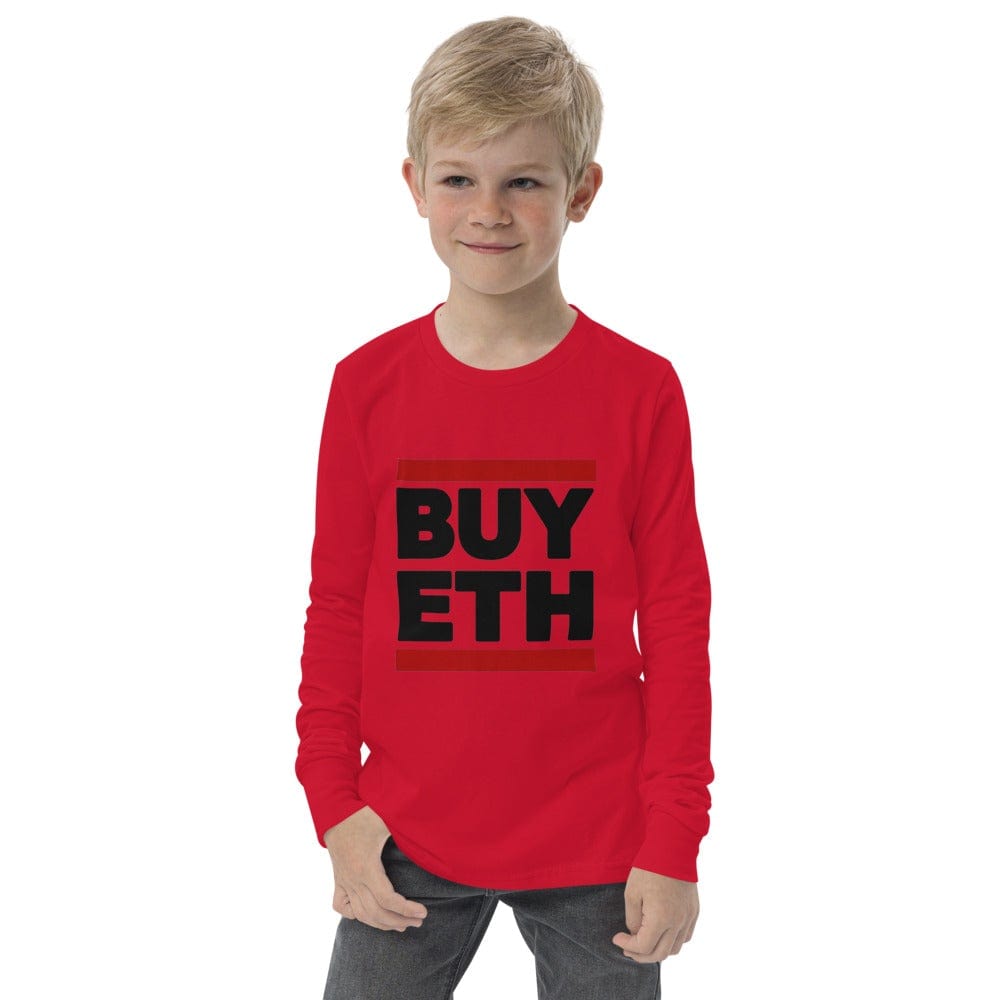 CryptoApparel.cool Red / S Youth Ethereum long sleeve tee