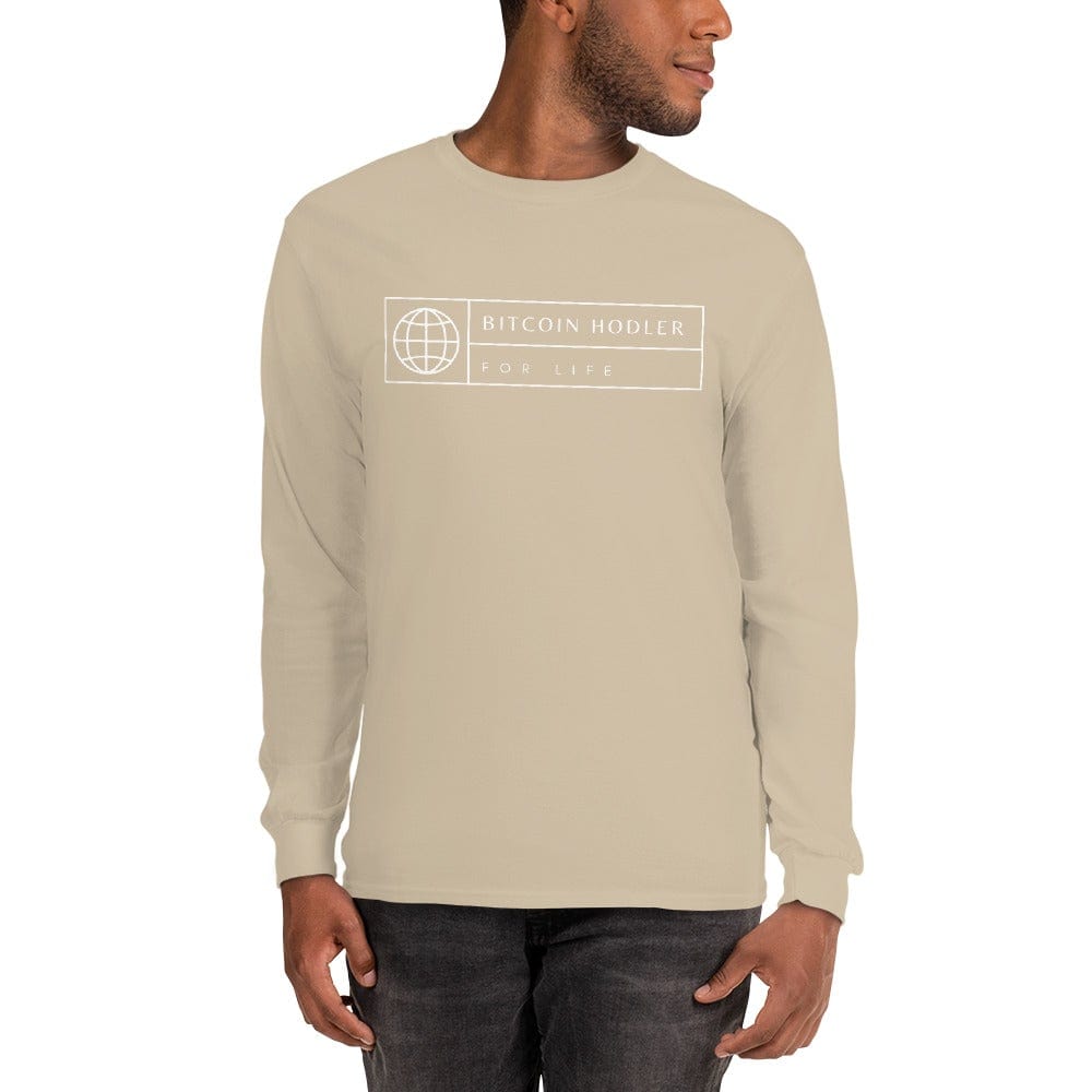 CryptoApparel.cool Sand / S Men’s Long Sleeve Bitcoin Hodler Shirt