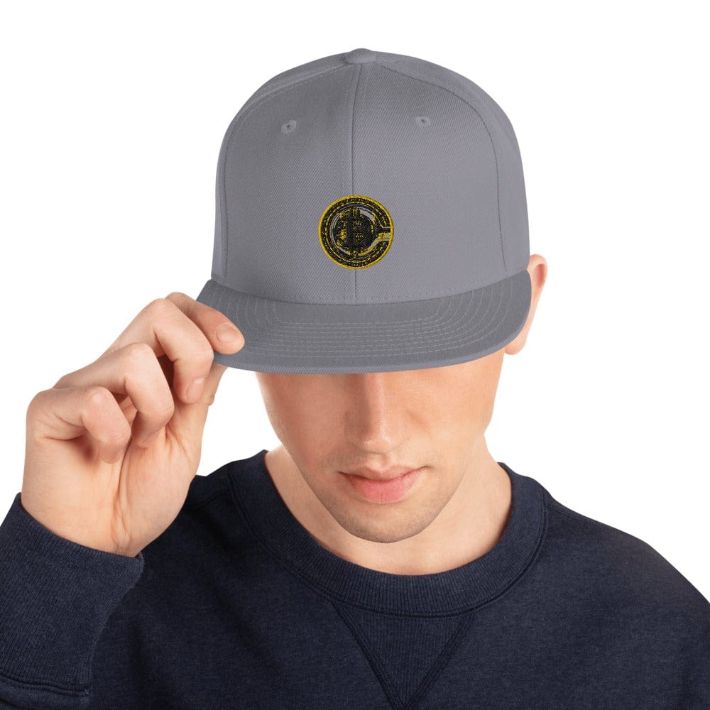 CryptoApparel.cool Silver Bitcoin Snapback Hat