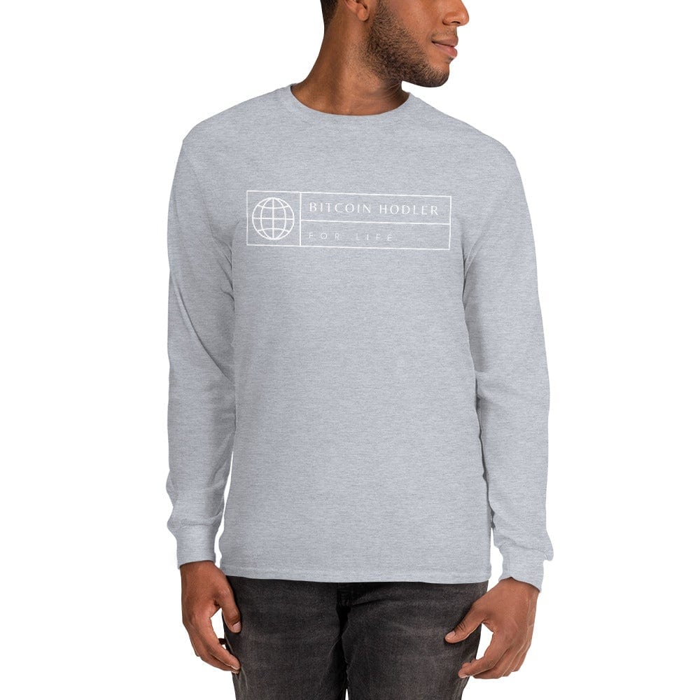 CryptoApparel.cool Sport Grey / S Men’s Long Sleeve Bitcoin Hodler Shirt