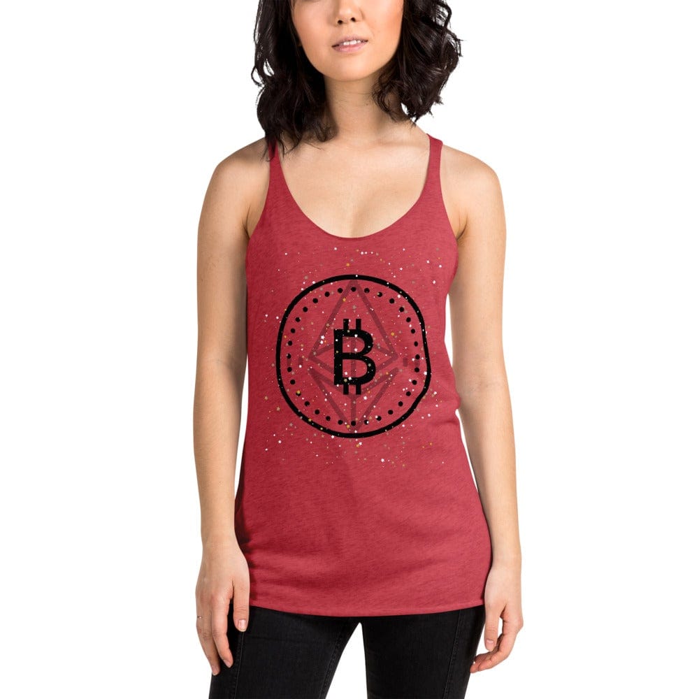 CryptoApparel.cool Vintage Red / XS Women's Racerback 'Bitcoin/Ethereum' Tank