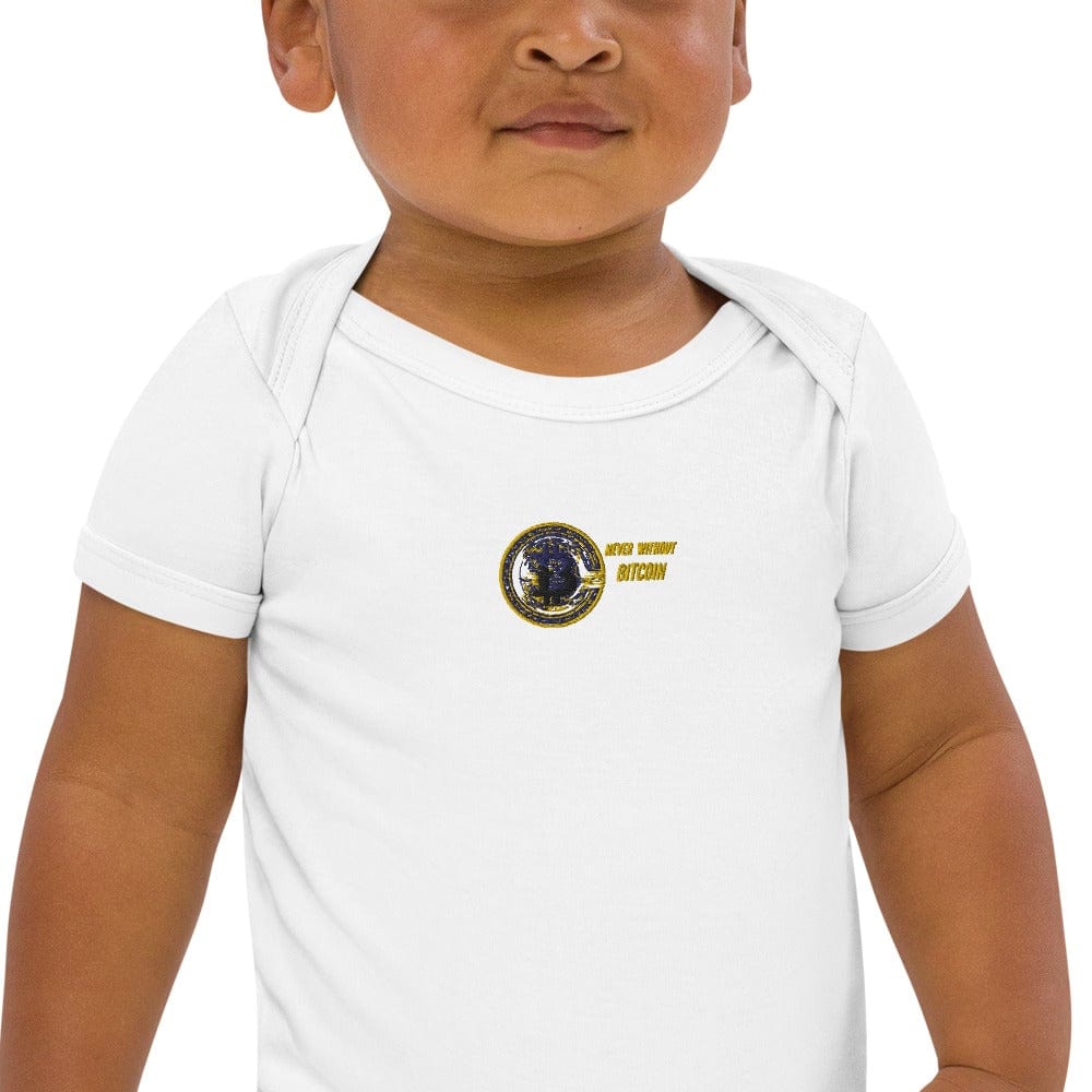 CryptoApparel.cool White / 3-6m Organic cotton Bitcoin baby bodysuit