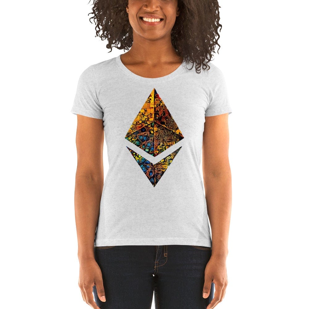 CryptoApparel.cool White Fleck Triblend / S Ladies' short sleeve Ethereum t-shirt