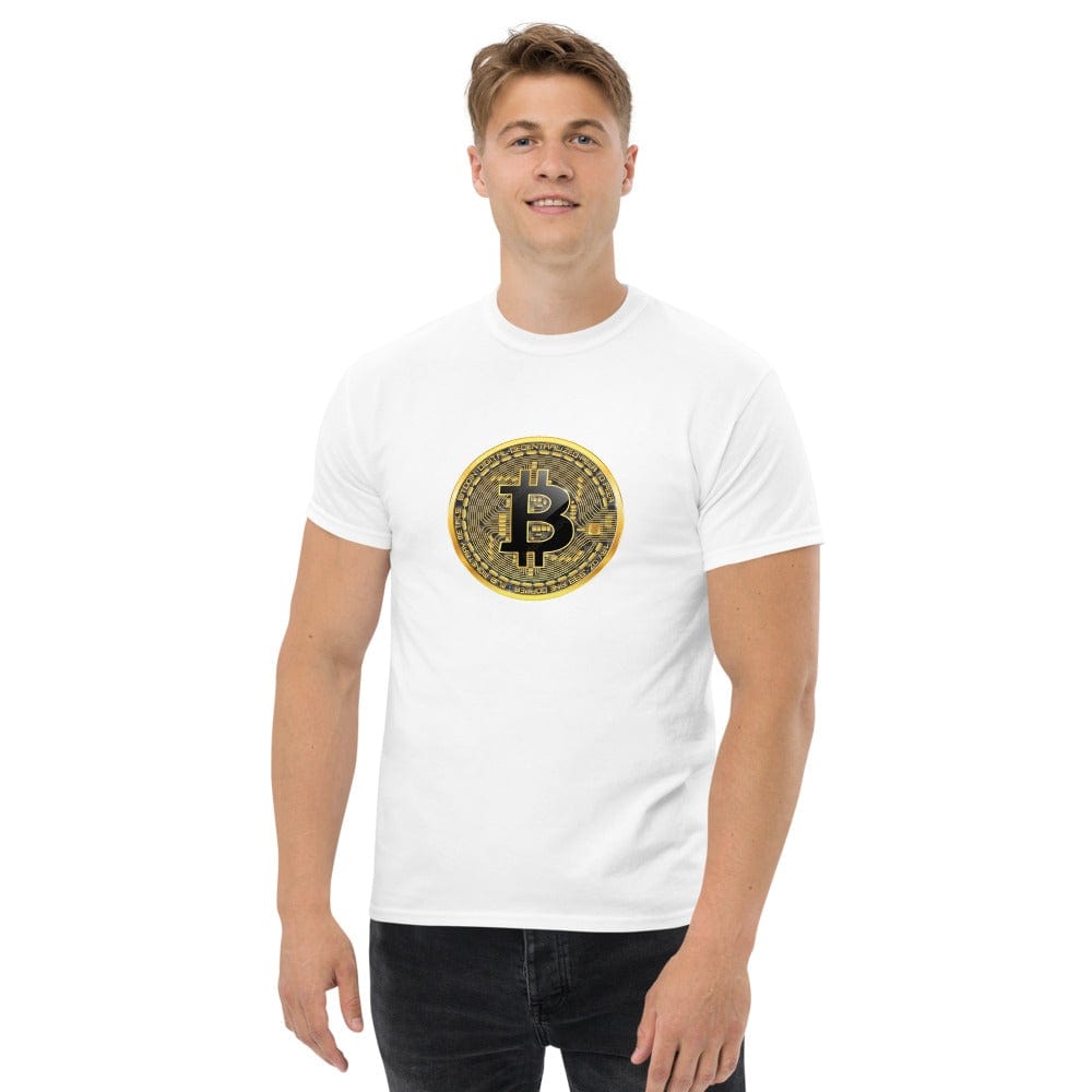 CryptoApparel.cool White / S Crypto Men's heavyweight Bitcoin tee