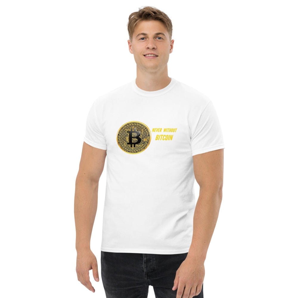 CryptoApparel.cool White / S Men's heavyweight Bitcoin tee