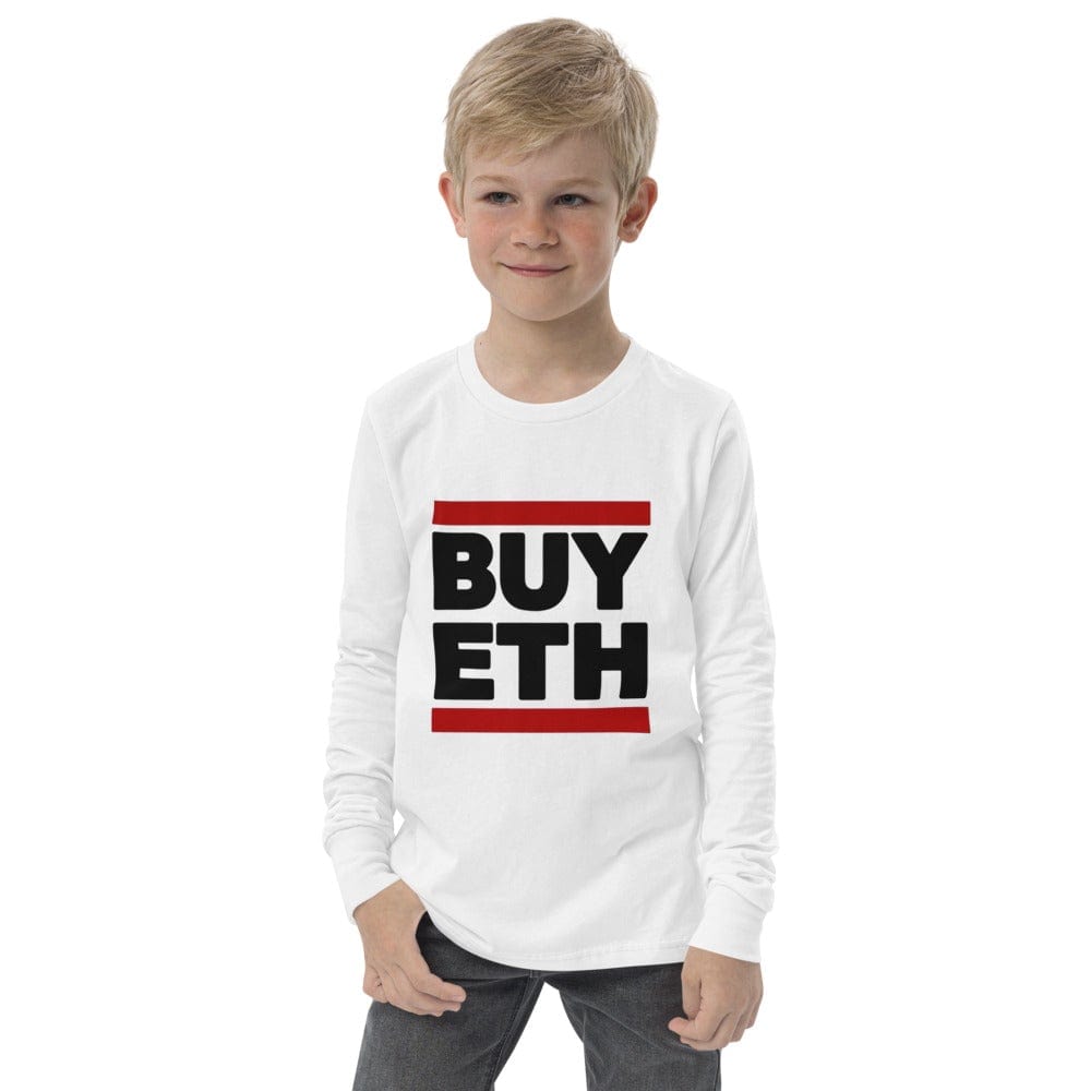 CryptoApparel.cool White / S Youth Ethereum long sleeve tee