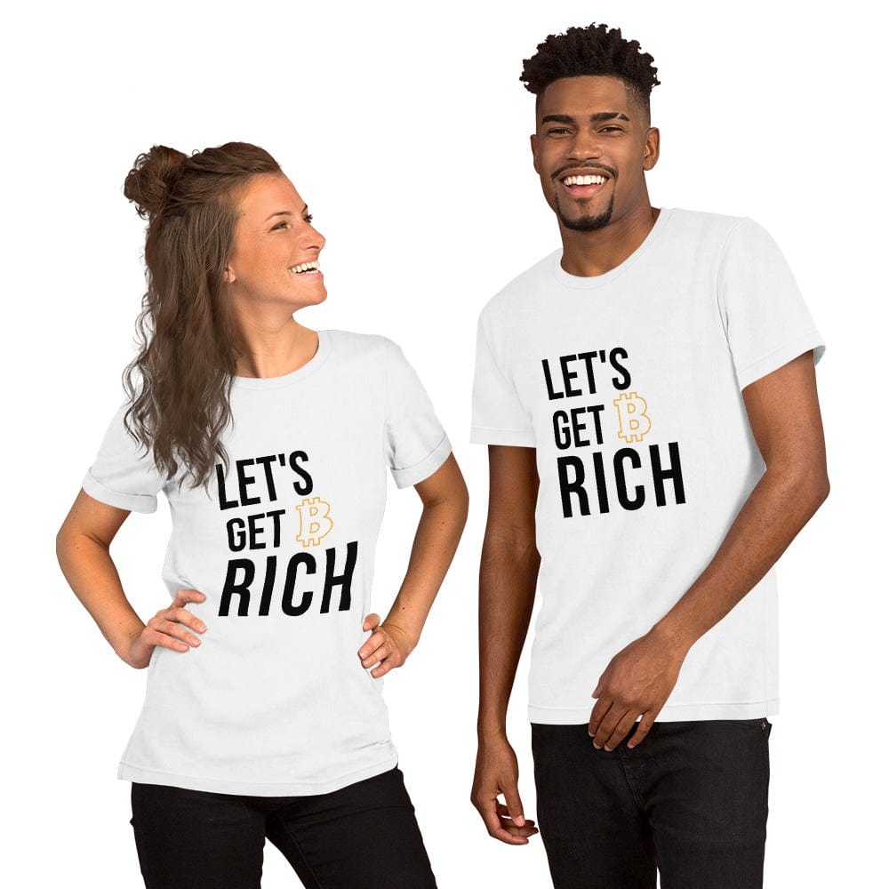 CryptoApparel.cool White / XS Short-Sleeve Unisex 'Let's Get Rich Bitcoin' T-Shirt